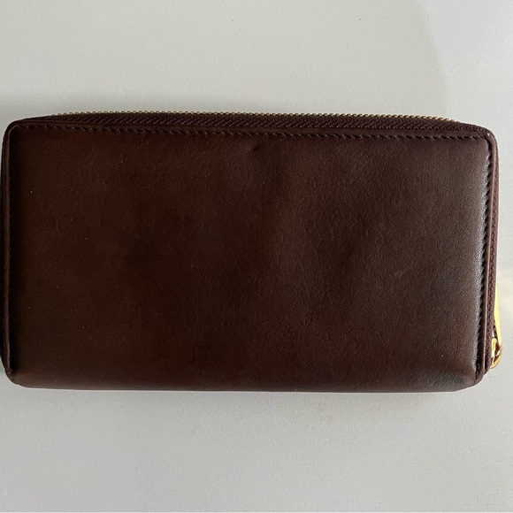 VTG Valentina Brown Leather Wallet with Gold Accent EUC. - Picture 2 of 16